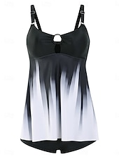 お買い得  タンキニ-ウィメンズ タンキニ 2ピース 水着 ショーツ お腹引き締め ハイウエスト スリム バックレス バケーション ビーチウェア グラデーション Uネック ノースリーブ 水着