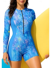 levne Rash guardy One Piece-Dámské Ochrana proti vyrážce Plavky Boyleg Květinový Zapni Vyjímatelné vycpávky Přední zip UV ochrana proti slunci UPF50+ Ultra lehký (UL) Dlouhý rukáv Plavky Ochrana proti vyrážce Surfování Plážov