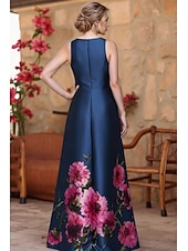 cheap Floor Length-A-Line Floor Length Wedding Guest Dress Formal Dresses Evening Gown Mother of the Bride Dress Sleeveless Crew Neck Elegant Vintage Cocktail Formal Wedding Guest Satin with Flower