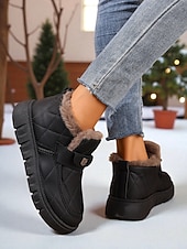 billiga Snö- och vinterstövlar-damkaffefärgade quiltade vinterkorta stövlar – varma slip-on pufferstövlar med foder i fuskpäls och rem för utomhusbruk i snö och vardagsbruk