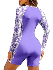 billiga One Pieces Rash Guards-Dam Standard Rash-guards Baddräkt Sportbadkläder UV Solskydd UPF50+ Ultralätt (UL) Långärmad Badkläder Hudsjukdomsvakt Kroppsdräkt Dragkedja Avtagbar dyna Dragkedja fram Surfing Strand Vattensport