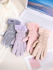 levne Dámské rukavice-Dámské nepromokavé nylonové rukavice s dotykovou obrazovkou, vícebarevné, měkké a teplé, ideální pro zimní a outdoorové aktivity