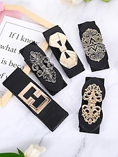 abordables Cinturón de mujer-Cinturón elástico para mujer con hebilla de aleación – elegante material de poliéster, ajuste regulable – perfecto para vestidos, atuendos casuales y formales