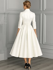 Недорогие Длина щиколотки-А-силуэт До щиколотки Платье для вечеринки Коктейльные платья Свадебное платье для гостей Платье для матери невесты Длинный рукав V-образный вырез Элегантный стиль Винтаж Для вечеринки