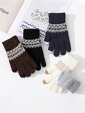 billige Herrehansker-Julehansker med berøringsskjerm til herre, flere farger, varm strikk med Fair Isle-mønster, ideelle for vinter- og høytidsaktiviteter