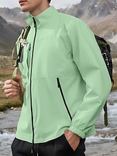 abordables chaqueta deportiva-Hombre Chaqueta al aire libre Chaqueta para senderismo Vacaciones Diario Resistente al Viento Mantiene abrigado Bolsillo Otoño Invierno Plano Moda Clásico Escote Chino Regular Amarillo Claro Negro