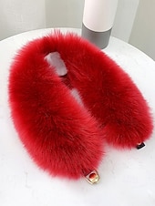 levne Dámské šátky-Dámský vánoční šátek s umělou kožešinou, měkký a útulný, dostupný v červené, bílé a několika dalších barvách – perfektní vánoční dárek