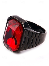 abordables Joyas para hombres-Anillo de titanio para hombre con gema grande de color – disponible en varios colores, diseño elegante para ocasiones informales y formales