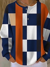 economico Felpe con Cappuccio Testurizzata-Per donna Giacche strutturate Bottoni Grafico Plaid Elegante Vintage Classico Manica Lunga Girocollo Top Regolari Casuale Casa Lavoro Blu Rosa Rosso Arancione Verde Primavera Autunno Inverno