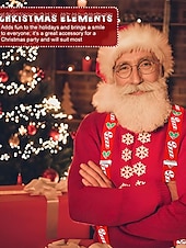 billige Slips og sløyfe for menn-Juleseler til herre – røde med sukkerstang- og kristtorndesign, justerbare for høytidsfester og festlige sammenkomster