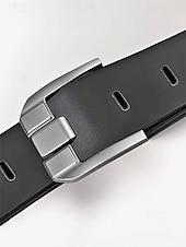 abordables Cinturones de hombre-Cinturón de piel auténtica para hombre – diseño clásico con hebilla de acero inoxidable, perfecto para regalos de Navidad y para uso diario.