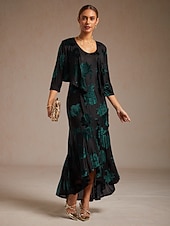 Недорогие Нарядные блузки-Женский бархатный жакет с цветочным принтом, элегантный топ для гостей свадьбы, зеленый, весна-осень