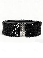 Χαμηλού Κόστους Γυναικεία ζώνη-Γυναικεία χριστουγεννιάτικη ζώνη με γκλίτερ και ελαστικές πούλιες, ελαστική και άνετη, διαθέσιμη σε πολλά χρώματα – τέλειο αξεσουάρ για τις γιορτές