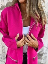 preiswerte Kapuzenjacke-Damen Wintermantel Kapuzenjacke Warm Bequem Reißverschluss Tasche Lässig Einfach Outdoor Urlaub Heim Alltagskleidung Lang Mit Kapuze Normale Passform Langarm Oberbekleidung Schwarz Rote Kamel Herbst