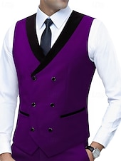 Χαμηλού Κόστους Ανδρικό γιλέκο-Ανδρικά Veste Γιλέκο Gilet Επιχείρηση Διακοπές Πάρτι Μοντέρνα Καθημερινό Άνοιξη Φθινόπωρο Τσέπη Κουμπιά Πολυεστέρας Άνετο Σκέτο Σταυρωτό Λαιμόκοψη V Κανονικό Θαλασσί Μαύρο Λευκό Ρουμπίνι Γιλέκο