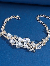 levne Svatba ACC-Dámský náramek s křišťálovými kamínky - třpytivý stříbrný nastavitelný náramek na večírky, svatby a večerní příležitosti na konci roku