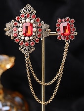 cheap Men's Ties &amp; Bow Ties-Men's Christmas Brooch Set - Elegant Alloy Material with Multi-Colored Gems and Pearls, Festive Chain Design for Suits, Parties and Holiday Occasions