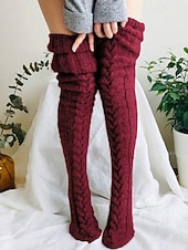 cheap Women's Socks-Women's Acrylic Knit Over-the-Knee Socks - Soft, Warm, Perfect for Christmas, Available in Multiple Sizes