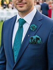 Недорогие Свадьба ACC-Мужской рождественский комплект галстуков, многоцветный, стильный цветочный узор, с запонками и нагрудным платком для официальных мероприятий