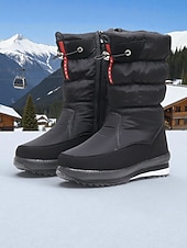 זול מגפי שלג וחורף-מגפי חורף עמידים למים לנשים - מגפי שלג חמים ומונעי החלקה למזג אוויר קר, נעלי חורף אופנתיות לפעילויות חוץ