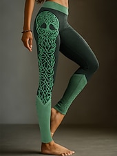 levne Viking tisk-Legíny Viking Boho pro ženy vintage etnický styl plná délka vysoký pas grafika abstraktní 3D tisk rychlé schnutí prodyšné měkké elastické formální dovolená růžové léto jaro podzim zima regular fit