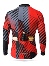 cheap Men's Jerseys-Men Cycling Jersey Downhill Jersey Geometric Abstract Contrast Color Long Sleeve Bike Tee Tshirt Jersey Compression Clothing with 3 Rear Pockets Mountain Bike MTB Road Bike Cycling UV Sun Protection