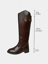 economico Stivali da cavallo-stivali da equitazione marroni alti fino al ginocchio da donna – stivali stringati in similpelle in stile equestre vintage per l'autunno, passeggiate all'aperto e abiti da campagna