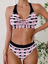 economico Tankini-Per donna Costumi da bagno Due pezzi Birichino Costume da bagno Senza schiena Vacanza Abbigliamento da Spiaggia Floreale All'americana Senza Maniche Costumi da bagno