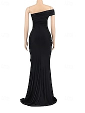 preiswerte Frauen schwarzes Kleid-Damen Langes Kleid Maxikleid Partykleid Cocktailkleid Etui-Kleid Elegant Mode Modern Party Besonderer Anlass Abendgesellschaft Normale Passform Einfach Ärmellos Ein-Schulter Schwarz Wein Sommer