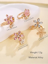 billige Valentinsdag-Sett med blomsterringer i legering til dame – elegant design med rosa og klare krystaller, perfekt for både uformelle og formelle anledninger