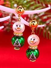 olcso Női fülbevaló-női karácsonyi hóember fülbevalók – ötvözet piros, zöld és fehér gyöngyökkel, tökéletesek ünnepi bulikra és ünnepi alkalmakra