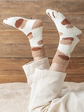 お買い得  レディースソックス-レディースコットンブレンドソックス、猫の足跡プリントデザインの6足セット、複数の色、柔らかくて快適な毎日の着用に最適