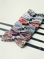 Недорогие Мужские украшения-мужской галстук-бабочка с кристаллами на Рождество, разноцветный, праздничный стиль, с узором из страз и бусин, идеально подходит для праздничных вечеринок и официальных мероприятий