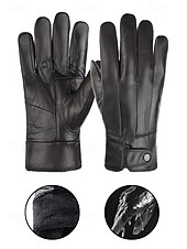 halpa Miesten käsineet-Miesten lampaannahkakäsineet - vedenpitävät, fleecevuoratut lämpimänä, tyylikkäät ja käytännölliset talviulkona käytettäväksi