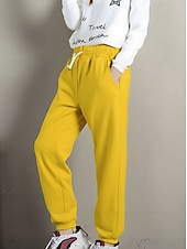 cheap Jogger Pants-Women's Sweatpants Joggers Fleece Pants Trousers Vacation Fashion Streetwear Full Length High Waist Plain Drawstring Pocket Elastic Waist Warm Soft Comfortable Micro-elastic Outdoor Street Holiday