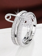 levne Dámské prsteny-Dámský vánoční měděný prsten - elegantní tříbarevný design s čirými kameny, ideální jako sváteční dárek, slavnostní a stylový doplněk pro běžné i formální příležitosti