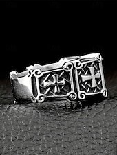 Недорогие Мужские украшения-мужское кольцо с готическим крестом - сплав, черный и красный драгоценные камни, винтажный стиль с религиозным мотивом, идеальный рождественский подарок для повседневных и торжественных случаев