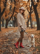 رخيصةأون جزمة الكاحل-حذاء نسائي من الجلد الأحمر بكعب متوسط وتطريز زهور - حذاء قصير كلاسيكي بكعب متوسط للملابس الكاجوال والأنيقة