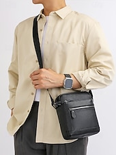 economico Borselli da uomo-borsa a tracolla da uomo in vera pelle – borsa a tracolla nera e marrone con più tasche con cerniera, elegante e resistente per il lavoro e le uscite informali