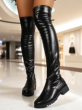 cheap Fashion Boots-Women's Red Over-the-Knee Boots with Chunky Heel – Bold Fashion Style, Perfect for Winter, Christmas Parties and Casual Streetwear