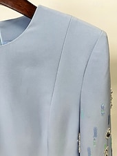 お買い得  シースイブニングドレス-タイト／コラム フロア丈 イブニングドレス エレガント ハーフスリーブ クルーネック 結婚式 フォーマル ポリスター ととも​​に ビーズ