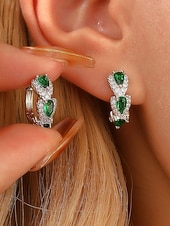 economico Anelli da donna-orecchini da donna in lega di zirconi - elegante design a forma di lacrima con pietre multicolori, perfetti come regali di Natale e San Valentino