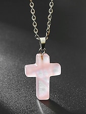 Недорогие Мужские украшения-Мужское рождественское ожерелье с подвеской-крестиком из натурального камня, доступно в нескольких цветах, стильный и модный дизайн, идеально подходит для подарков на праздники