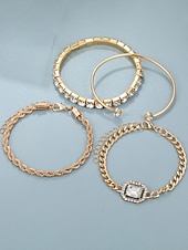ieftine Nuntă ACC-Set de brățări aurii cu strasuri pentru femei - brățări cu lanț de cristale multistrat pentru petreceri glam, ieșiri în oraș&amp;amp;accesorii pentru ocazii speciale