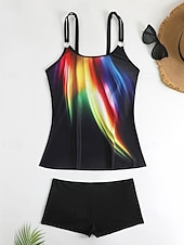 abordables Tankinis-Femmes Maillots de Bain 2 pièces Shorts Maillot de bain Dos nu Vacances Tenues de plage Fleuri Graphique Col rond Sans manches Maillots de bain