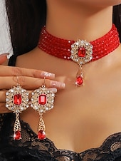 cheap Women's Necklace-Women's Champagne Gold Beaded Choker Set for Wedding or Evening Party