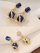 tanie Walentynki-Damskie kolczyki ze stopu metali, w wielu kolorach, elegancki design z kamieniem szlachetnym na święta Bożego Narodzenia i oficjalne okazje