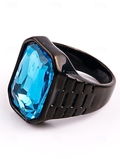 abordables Joyas para hombres-Anillo de titanio para hombre con gema grande de color – disponible en varios colores, diseño elegante para ocasiones informales y formales