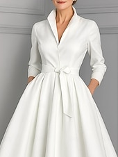 Недорогие Длина щиколотки-А-силуэт До щиколотки Платье для вечеринки Коктейльные платья Свадебное платье для гостей Платье для матери невесты Длинный рукав V-образный вырез Элегантный стиль Винтаж Для вечеринки