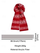 preiswerte Schals für Damen-Weihnachtsstrickschal mit Schneeflockenmuster für Damen – aus Acryl, festliches rot-weißes Muster, perfekt für Winterfeiertage und Weihnachtsfeiern